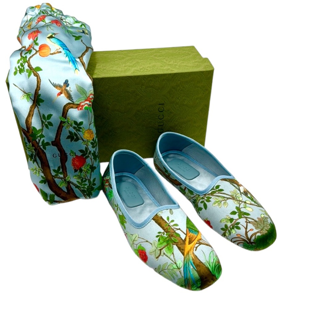 Gucci Satin Voyage Eco Tian Grosgrain Trim Ballet Flats Size IT 38 / US 8